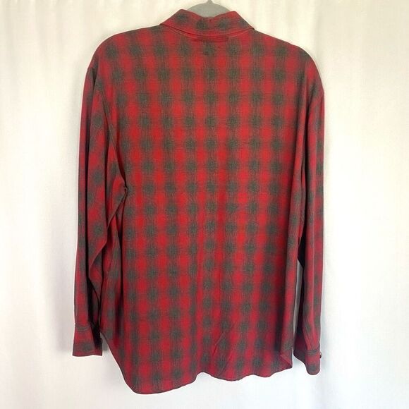 Vintage Y2K 90s Red Grey Plaid Shirt Top by Parallel Women’s M Button Down Long - Picture 2 of 7